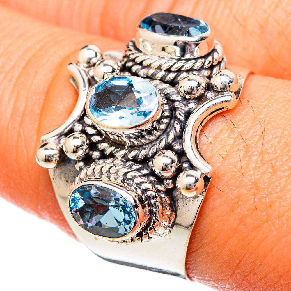Blue Topaz Rings handcrafted by Ana Silver Co - RING101215