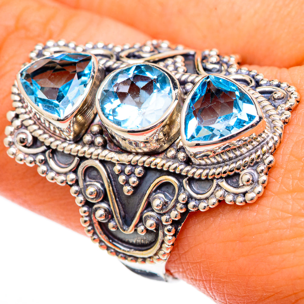 Blue Topaz Rings handcrafted by Ana Silver Co - RING101232