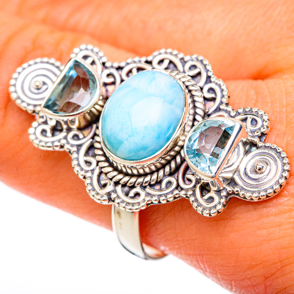 Larimar Rings handcrafted by Ana Silver Co - RING101233
