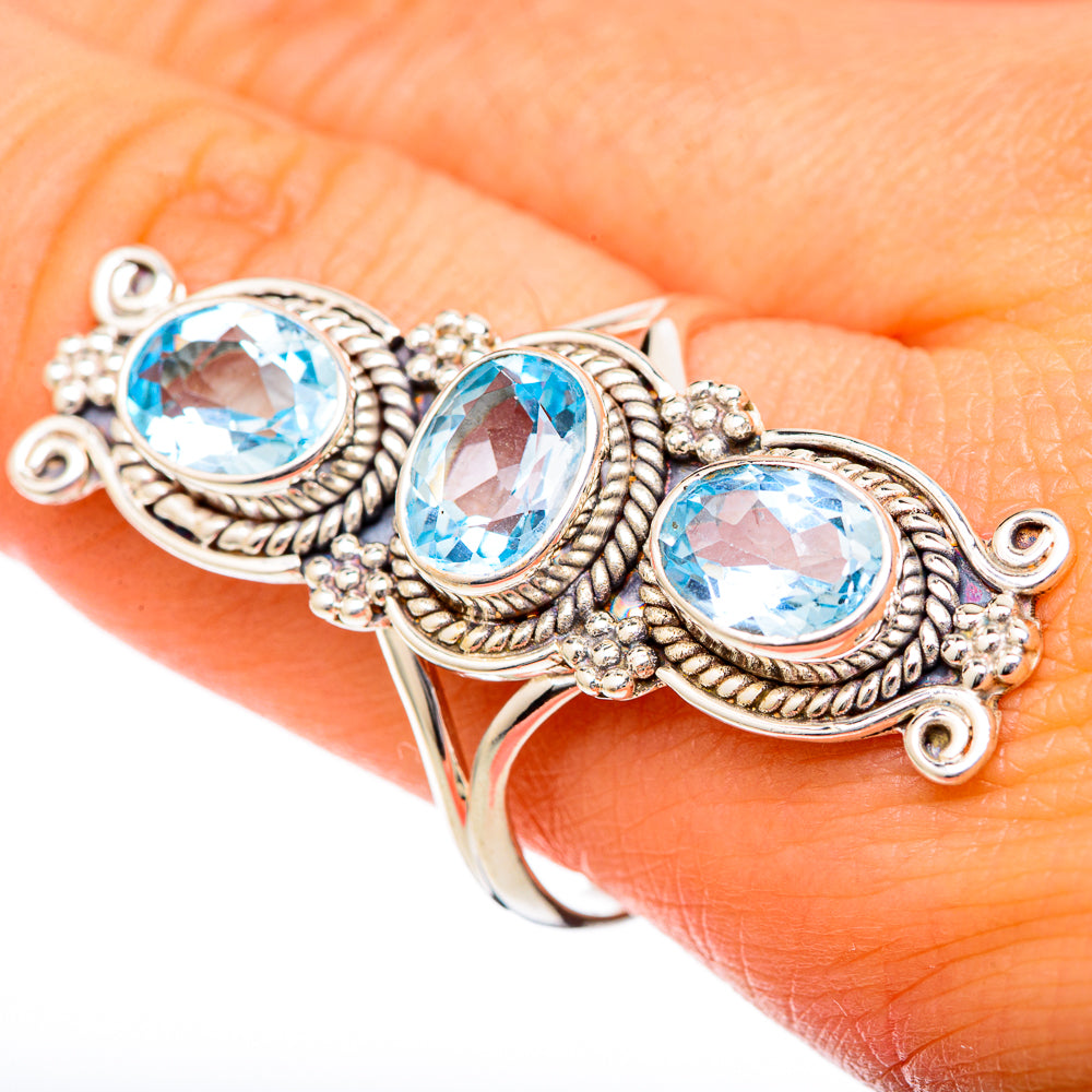 Blue Topaz Rings handcrafted by Ana Silver Co - RING101237