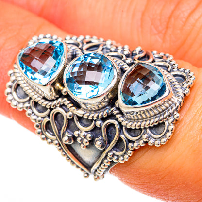 Blue Topaz Rings handcrafted by Ana Silver Co - RING101256