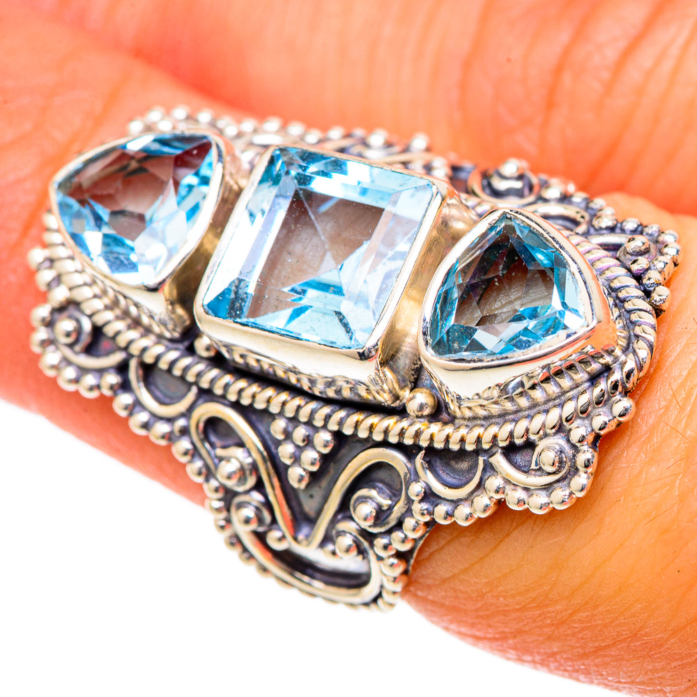 Blue Topaz Rings handcrafted by Ana Silver Co - RING101278
