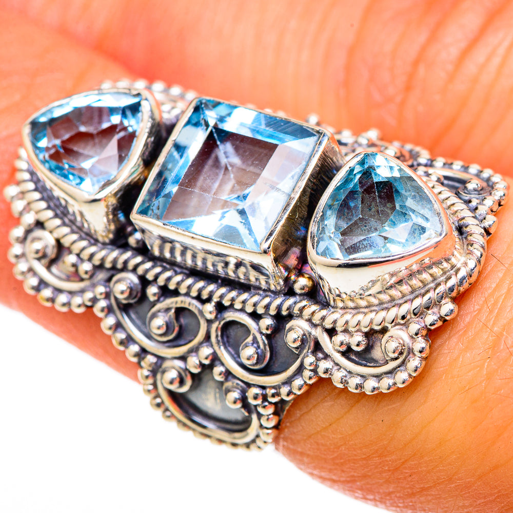 Blue Topaz Rings handcrafted by Ana Silver Co - RING101294