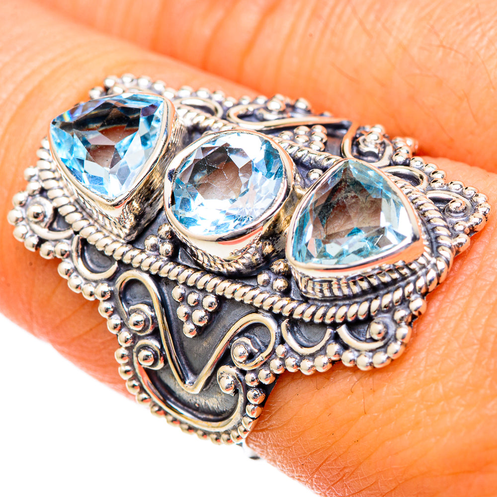 Blue Topaz Rings handcrafted by Ana Silver Co - RING101296