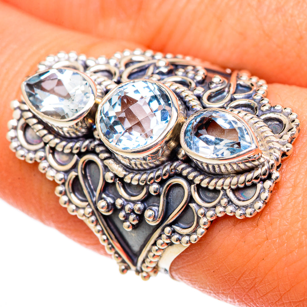 Blue Topaz Rings handcrafted by Ana Silver Co - RING101304