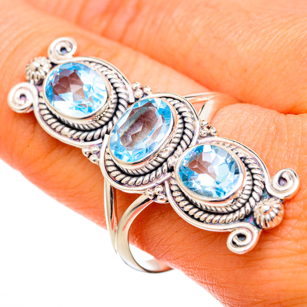 Blue Topaz Rings handcrafted by Ana Silver Co - RING101306
