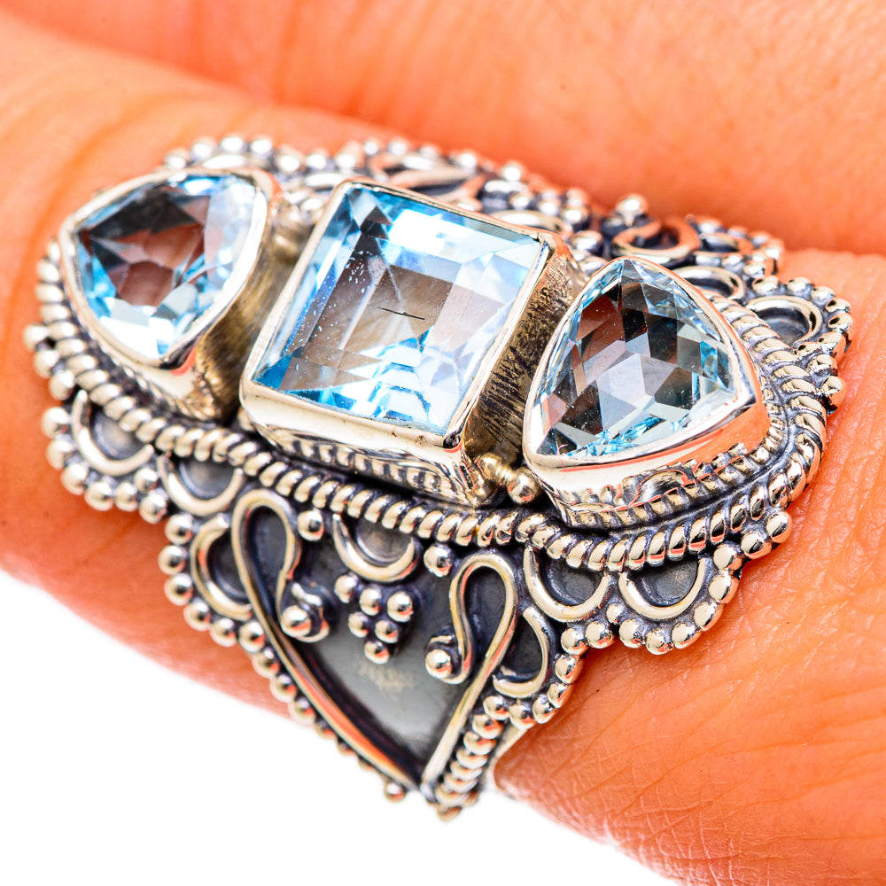 Blue Topaz Rings handcrafted by Ana Silver Co - RING101308