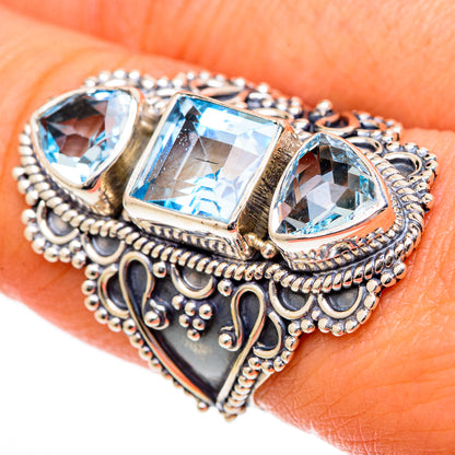 Blue Topaz Rings handcrafted by Ana Silver Co - RING101308