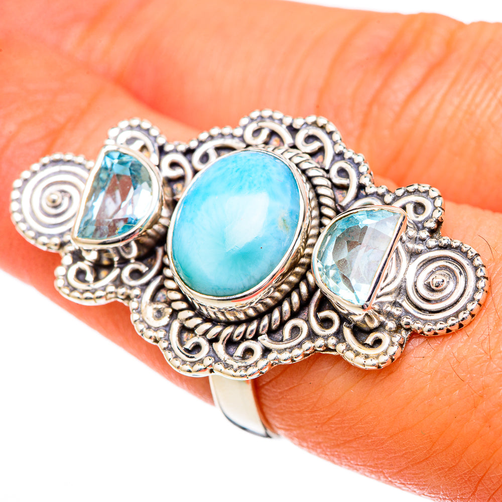 Larimar Rings handcrafted by Ana Silver Co - RING101309