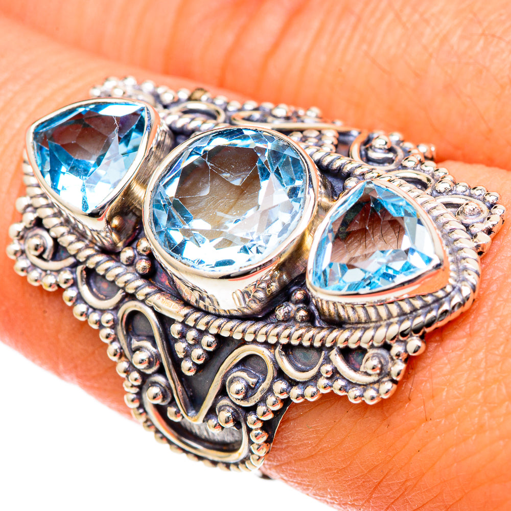 Blue Topaz Rings handcrafted by Ana Silver Co - RING101314