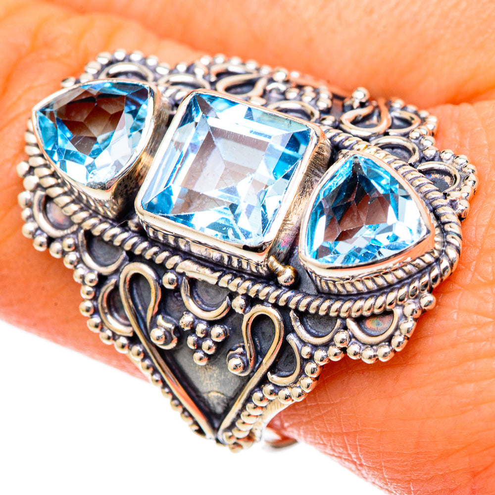 Blue Topaz Rings handcrafted by Ana Silver Co - RING101321