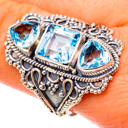 Blue Topaz Rings handcrafted by Ana Silver Co - RING101321
