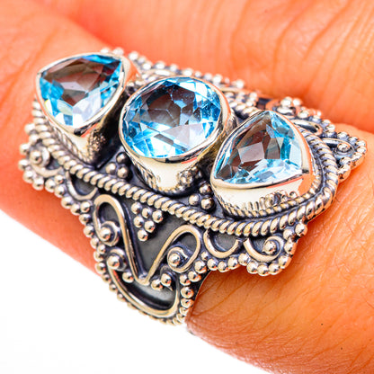Blue Topaz Rings handcrafted by Ana Silver Co - RING101323