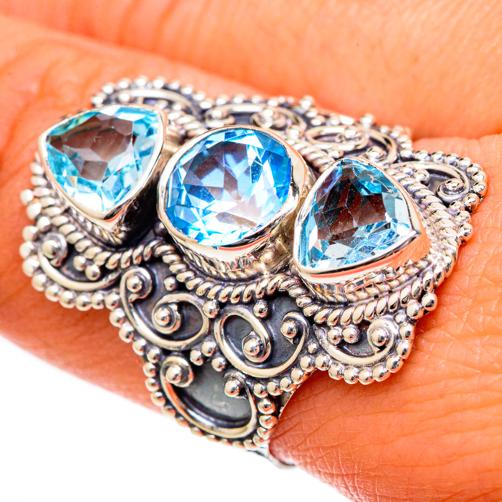 Blue Topaz Rings handcrafted by Ana Silver Co - RING101325