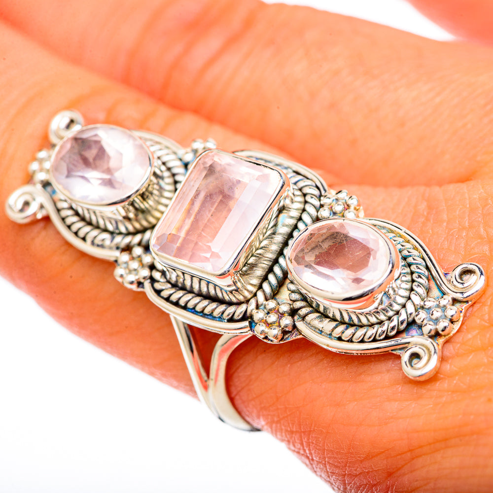 Rose Quartz Rings handcrafted by Ana Silver Co - RING101326