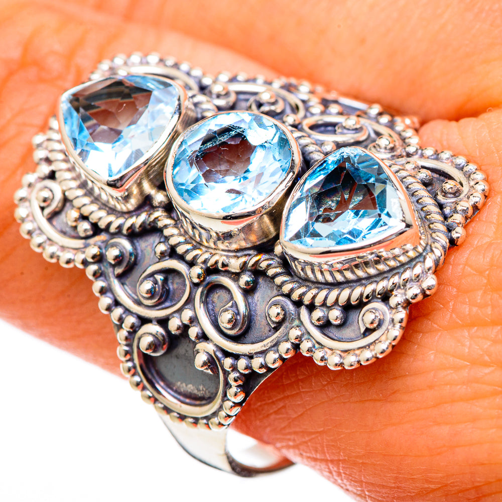 Blue Topaz Rings handcrafted by Ana Silver Co - RING101328