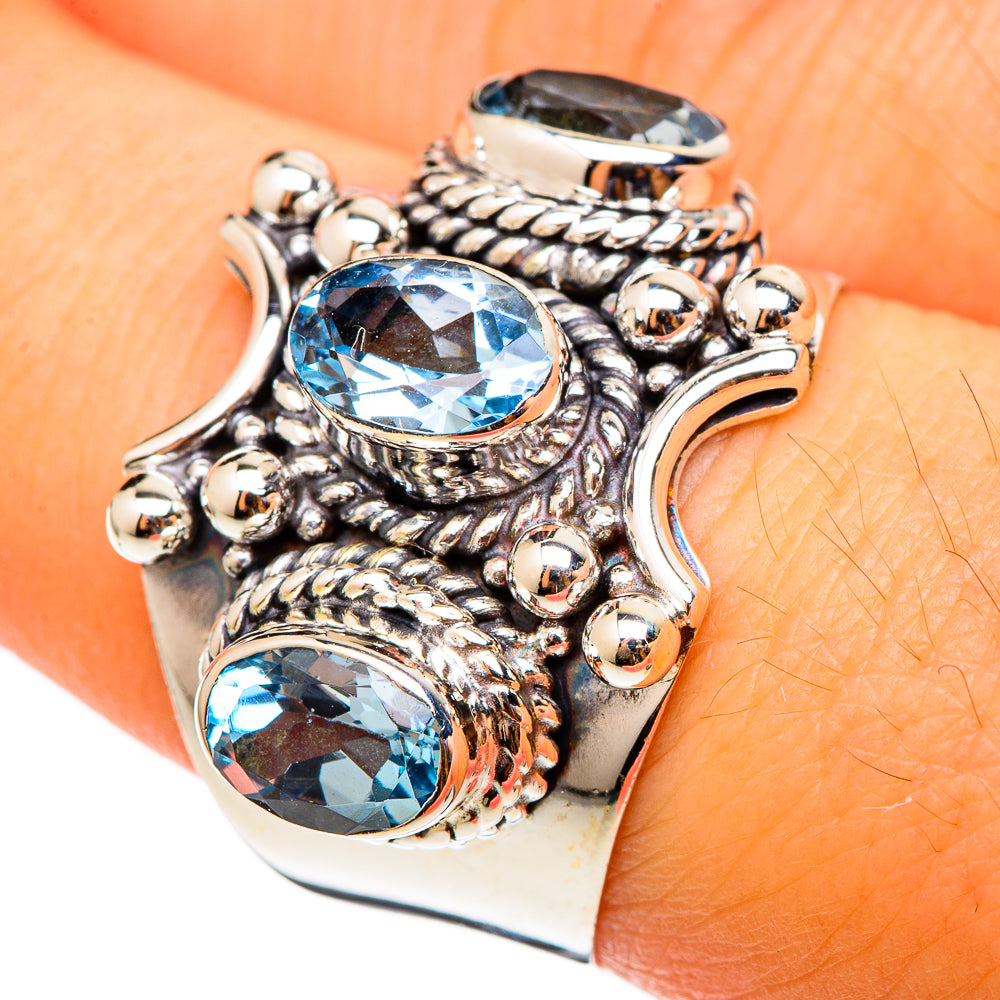 Blue Topaz Rings handcrafted by Ana Silver Co - RING101331