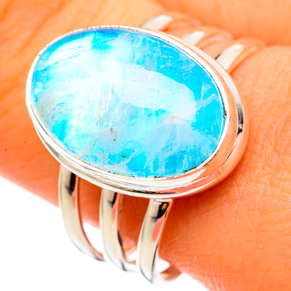Rainbow Moonstone Rings handcrafted by Ana Silver Co - RING101332