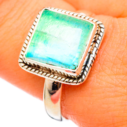 Green Moonstone Rings handcrafted by Ana Silver Co - RING101334
