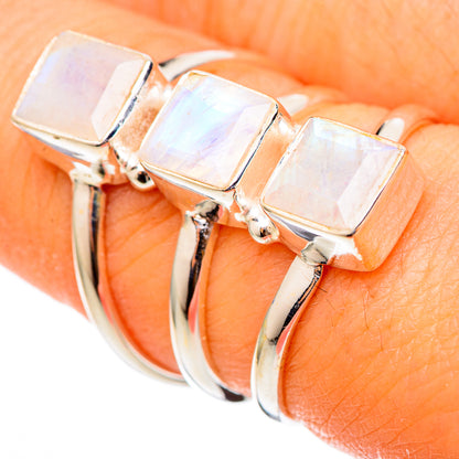 Rainbow Moonstone Rings handcrafted by Ana Silver Co - RING101350