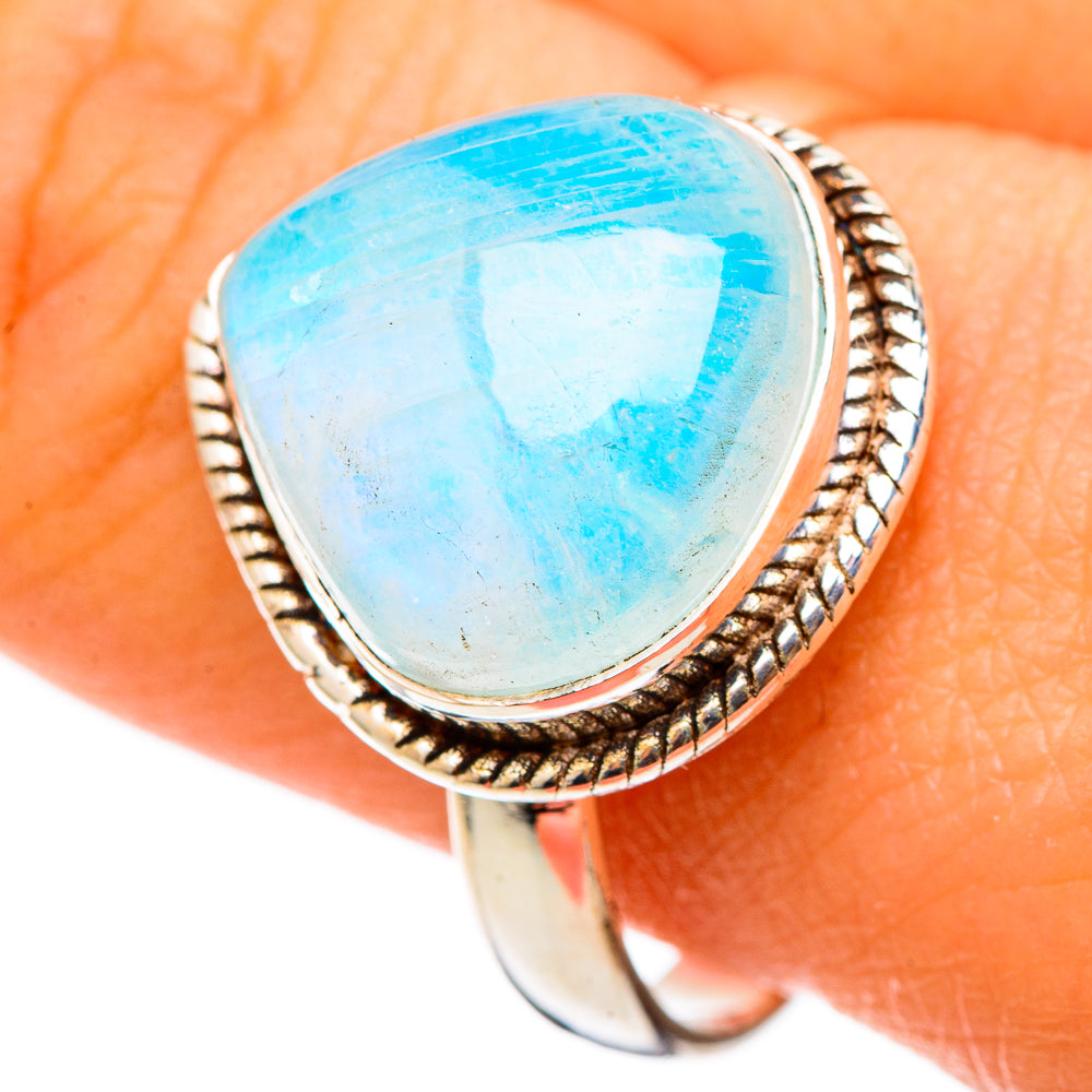 Rainbow Moonstone Rings handcrafted by Ana Silver Co - RING101355