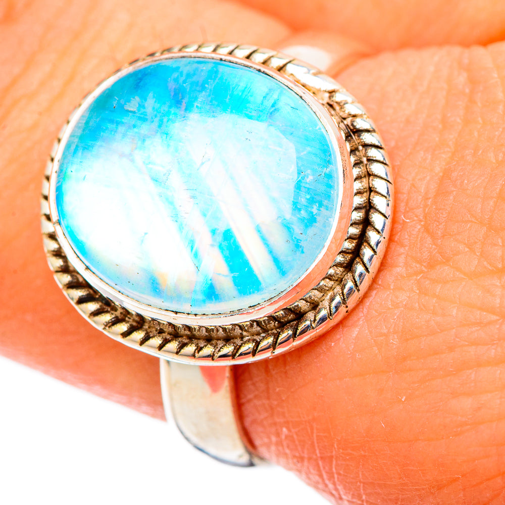 Rainbow Moonstone Rings handcrafted by Ana Silver Co - RING101357