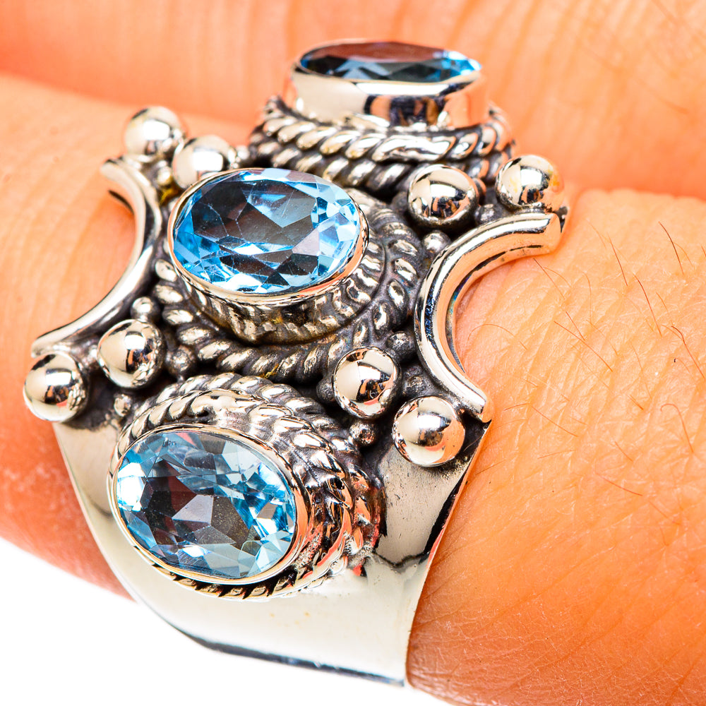 Blue Topaz Rings handcrafted by Ana Silver Co - RING101358