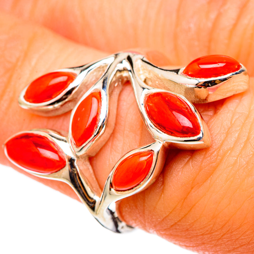 Mediterranean Red Coral Rings handcrafted by Ana Silver Co - RING101369