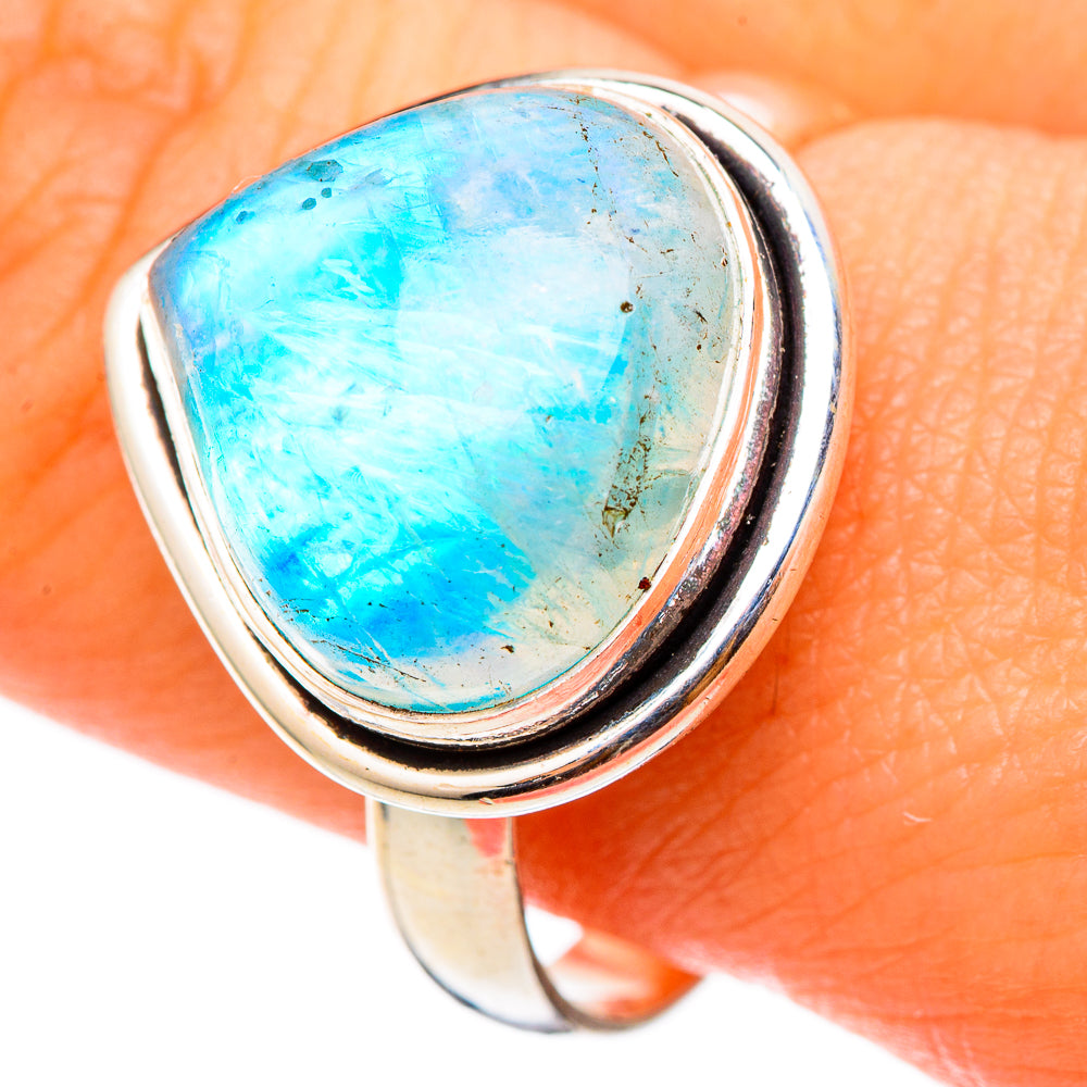 Rainbow Moonstone Rings handcrafted by Ana Silver Co - RING101380