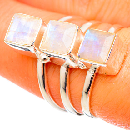 Rainbow Moonstone Rings handcrafted by Ana Silver Co - RING101393