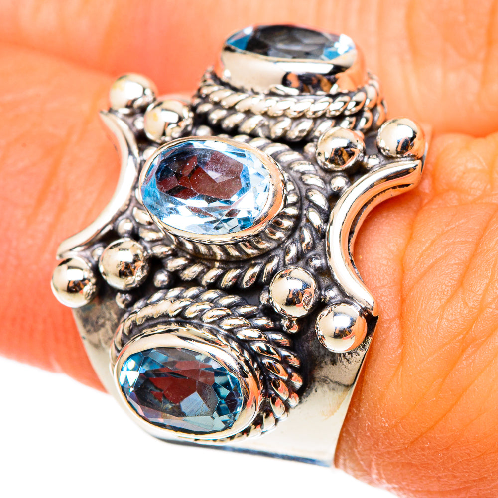 Blue Topaz Rings handcrafted by Ana Silver Co - RING101401