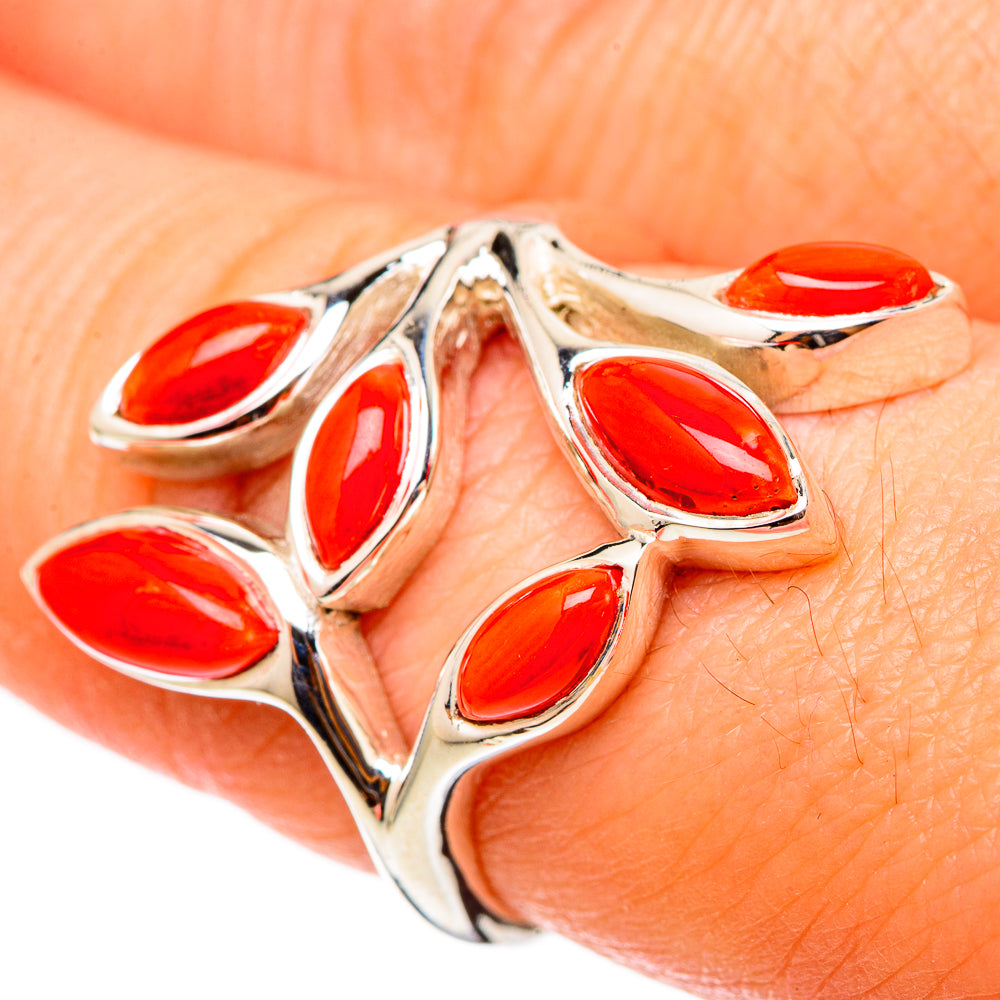 Mediterranean Red Coral Rings handcrafted by Ana Silver Co - RING101413