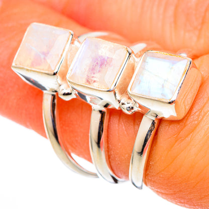 Rainbow Moonstone Rings handcrafted by Ana Silver Co - RING101416
