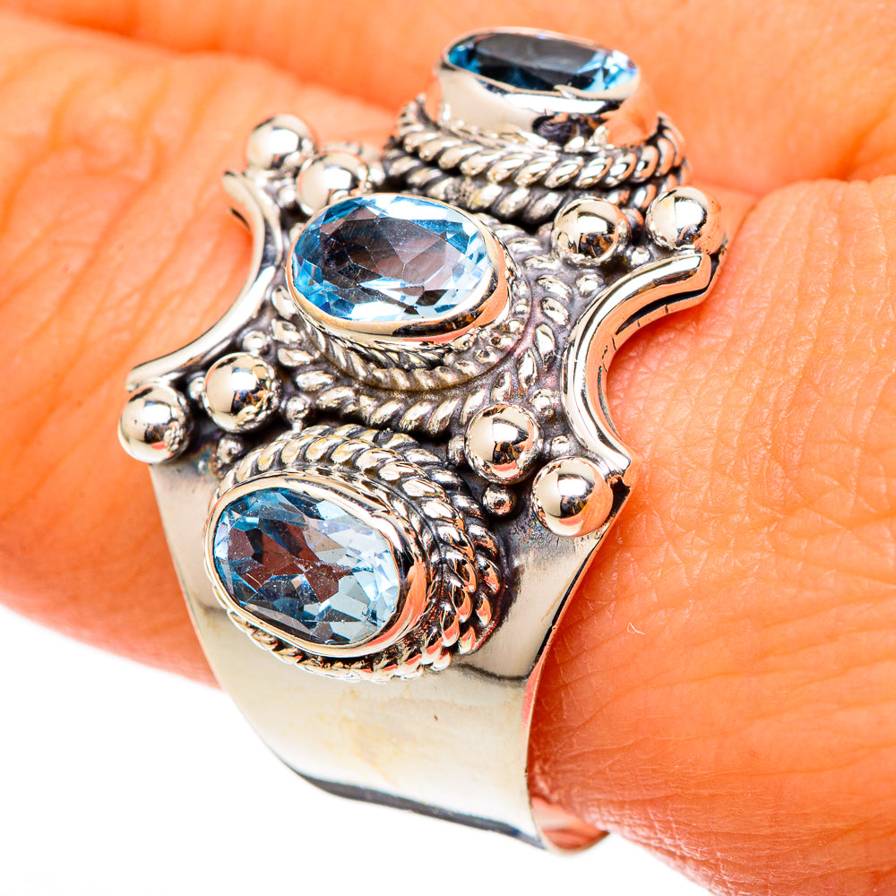Blue Topaz Rings handcrafted by Ana Silver Co - RING101419
