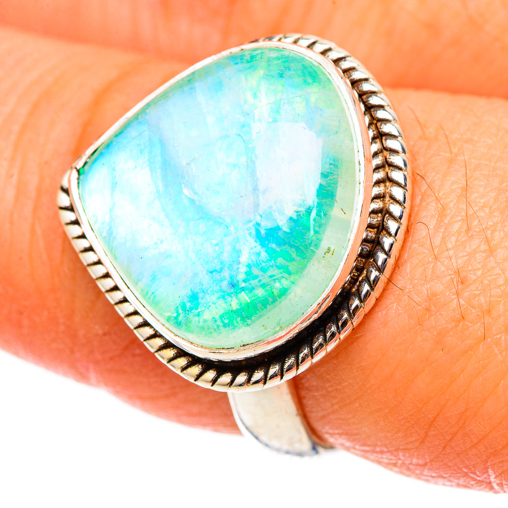 Green Moonstone Rings handcrafted by Ana Silver Co - RING101422