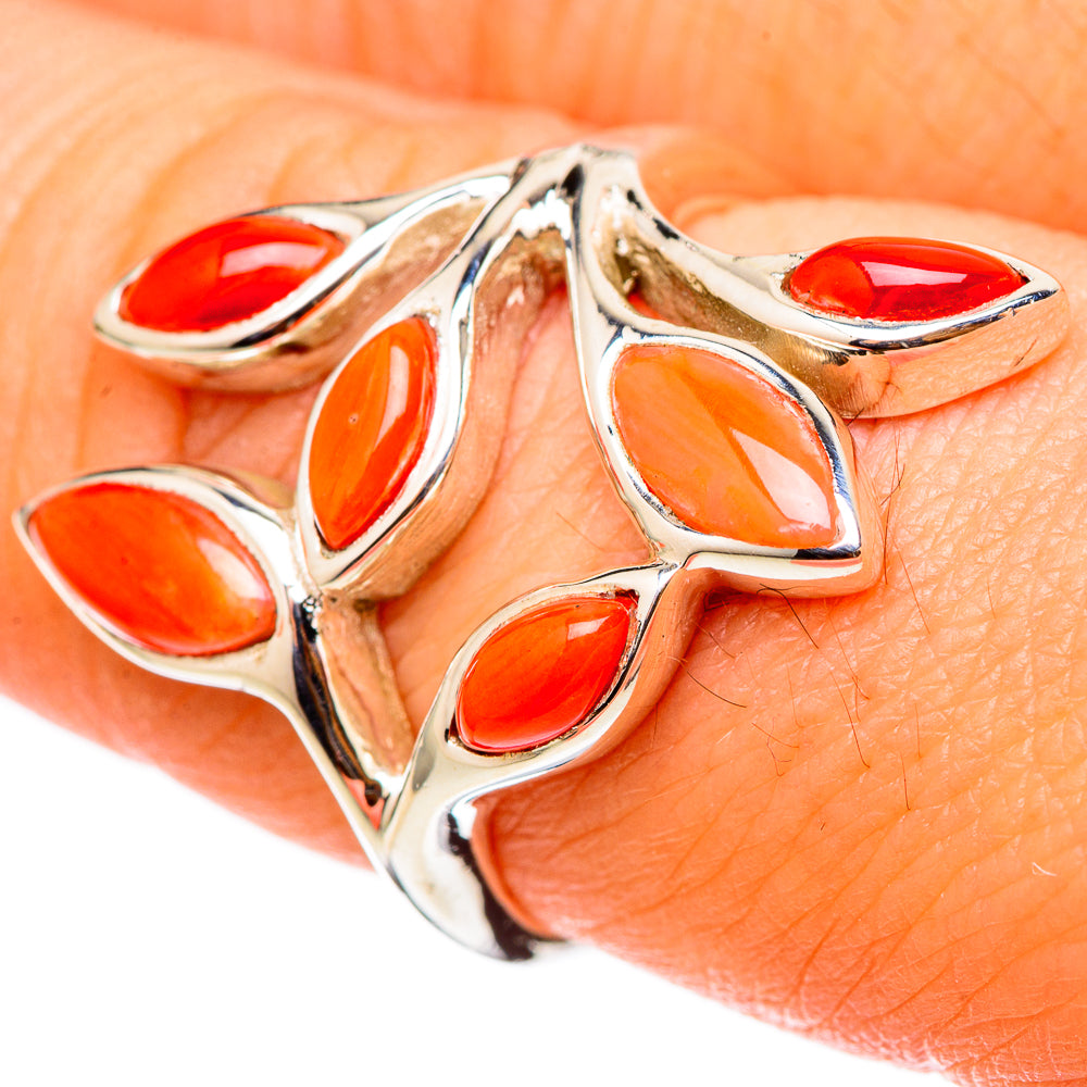 Mediterranean Red Coral Rings handcrafted by Ana Silver Co - RING101430