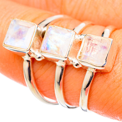 Rainbow Moonstone Rings handcrafted by Ana Silver Co - RING101435