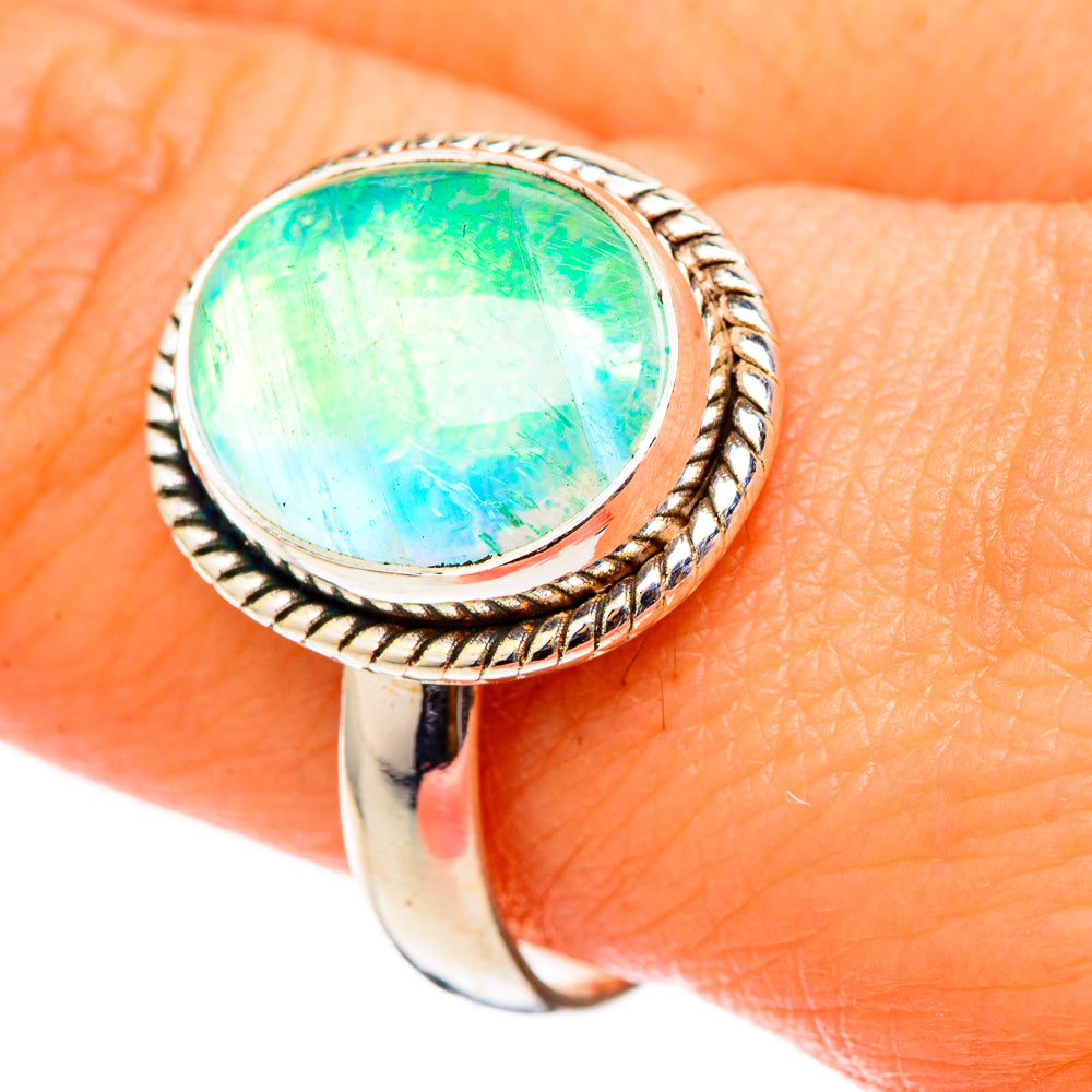 Green Moonstone Rings handcrafted by Ana Silver Co - RING101443