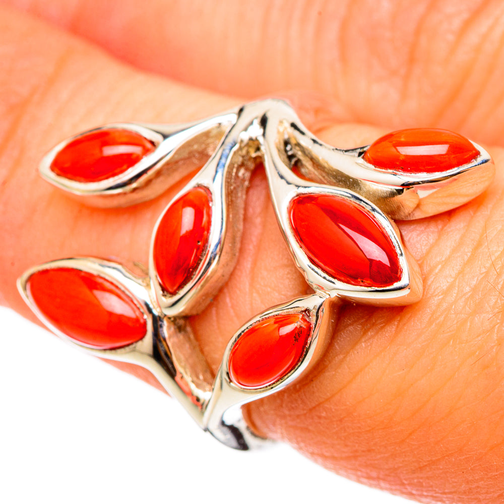 Mediterranean Red Coral Rings handcrafted by Ana Silver Co - RING101450