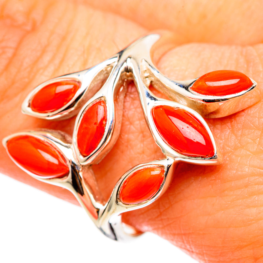 Mediterranean Red Coral Rings handcrafted by Ana Silver Co - RING101462