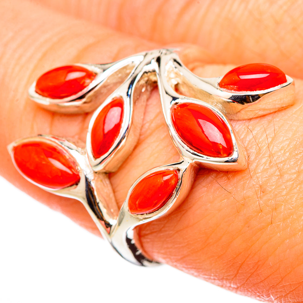 Mediterranean Red Coral Rings handcrafted by Ana Silver Co - RING101474