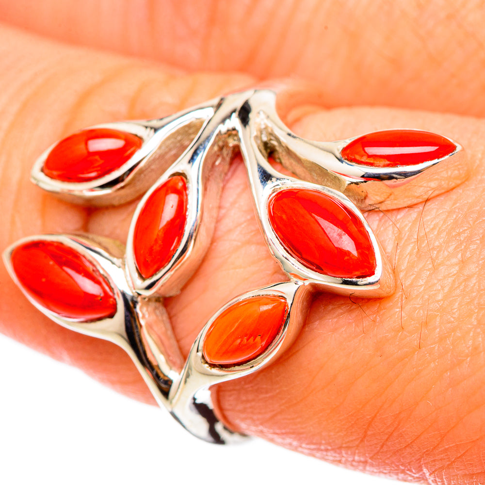Mediterranean Red Coral Rings handcrafted by Ana Silver Co - RING101492