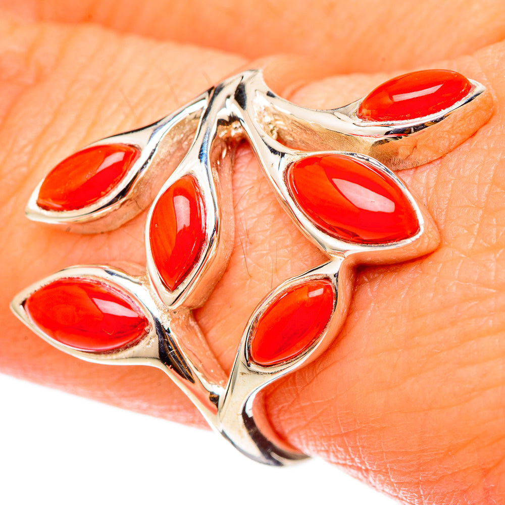 Mediterranean Red Coral Rings handcrafted by Ana Silver Co - RING101497