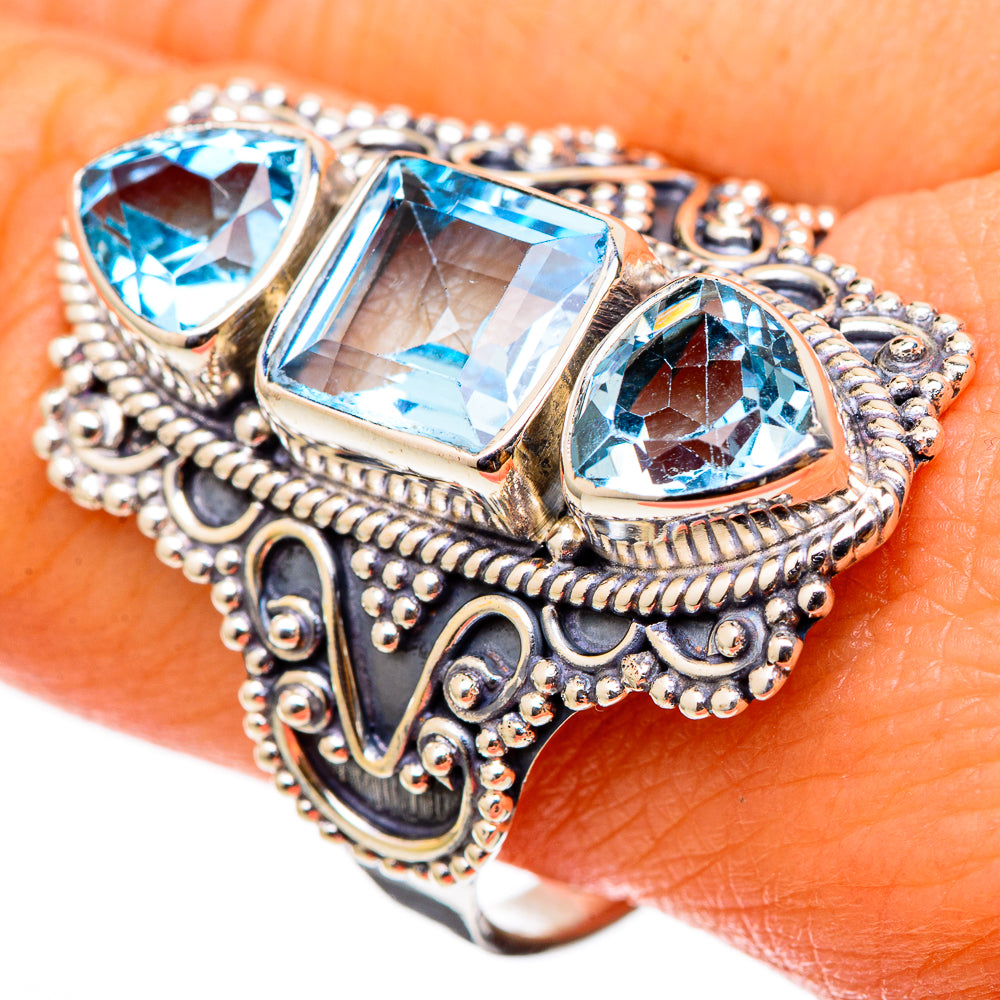Blue Topaz Rings handcrafted by Ana Silver Co - RING101530