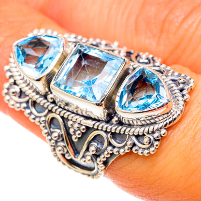 Blue Topaz Rings handcrafted by Ana Silver Co - RING101588