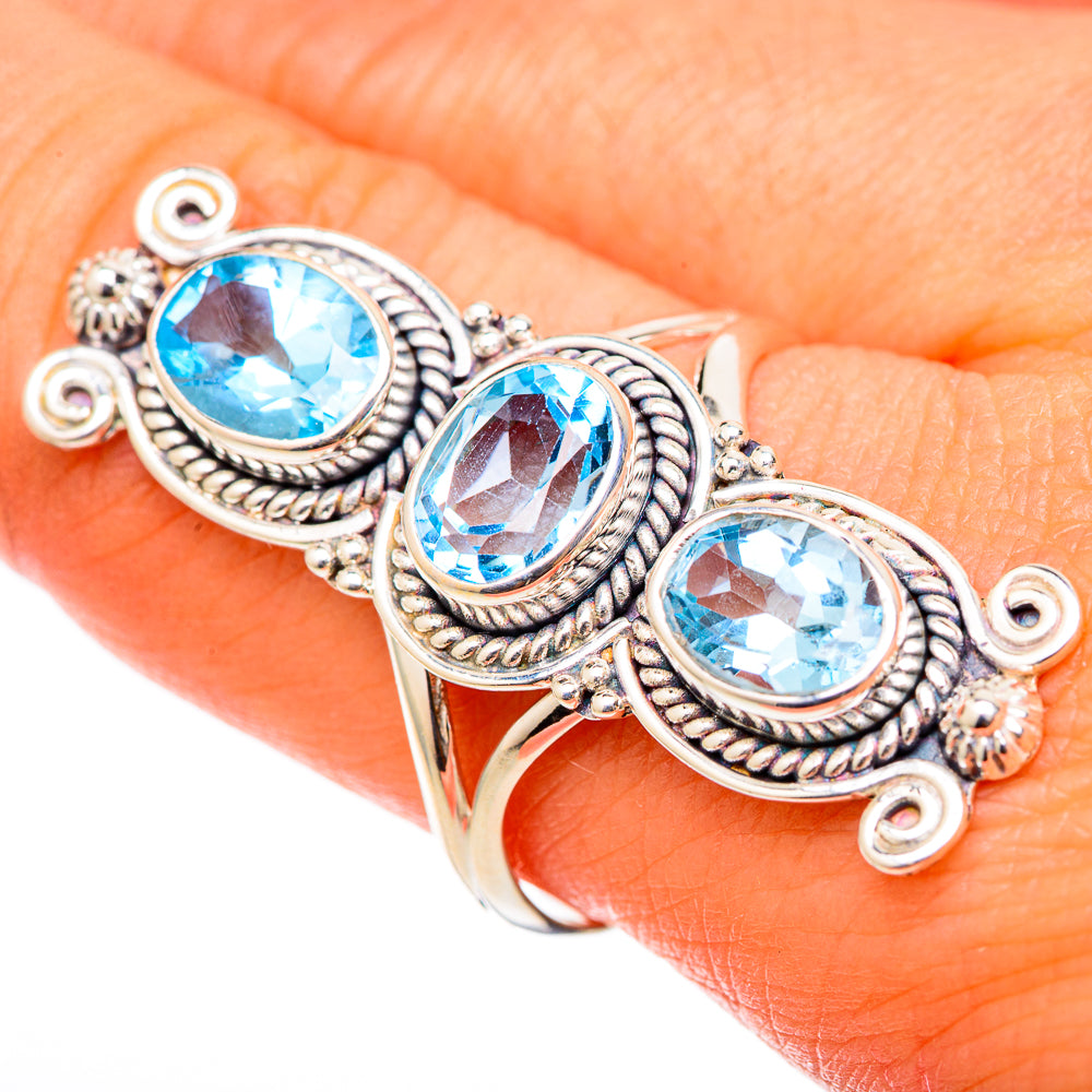 Blue Topaz Rings handcrafted by Ana Silver Co - RING101619