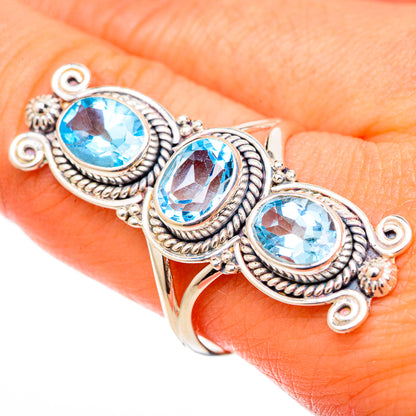 Blue Topaz Rings handcrafted by Ana Silver Co - RING101619