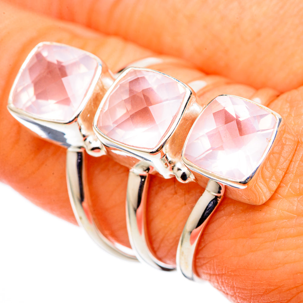 Rose Quartz Rings handcrafted by Ana Silver Co - RING101623
