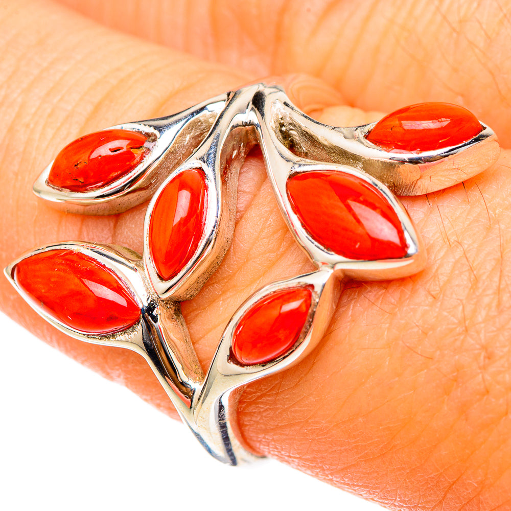 Mediterranean Red Coral Rings handcrafted by Ana Silver Co - RING101642
