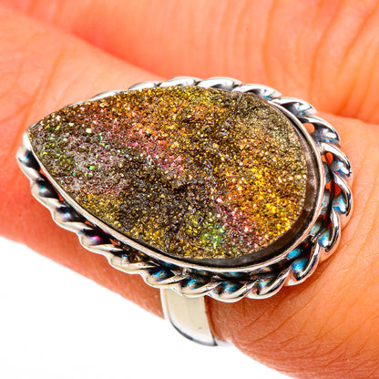 Spectro Pyrite Druzy Rings handcrafted by Ana Silver Co - RING101646
